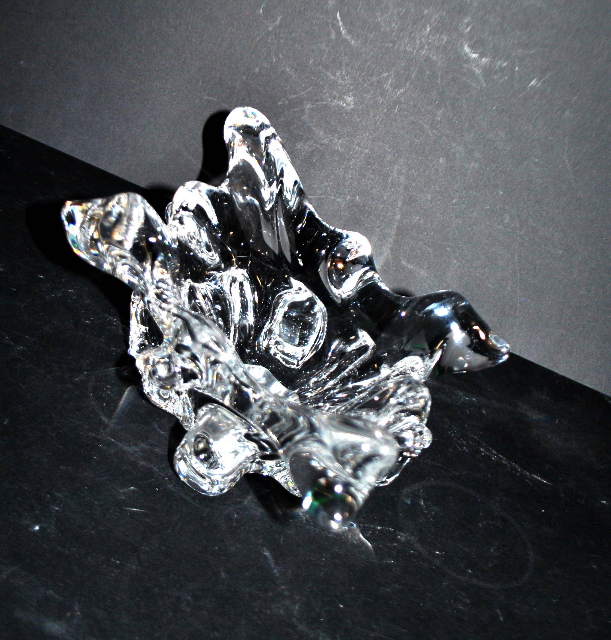 1960 design empty pocket coupe in free-form moulded crystal by Daum