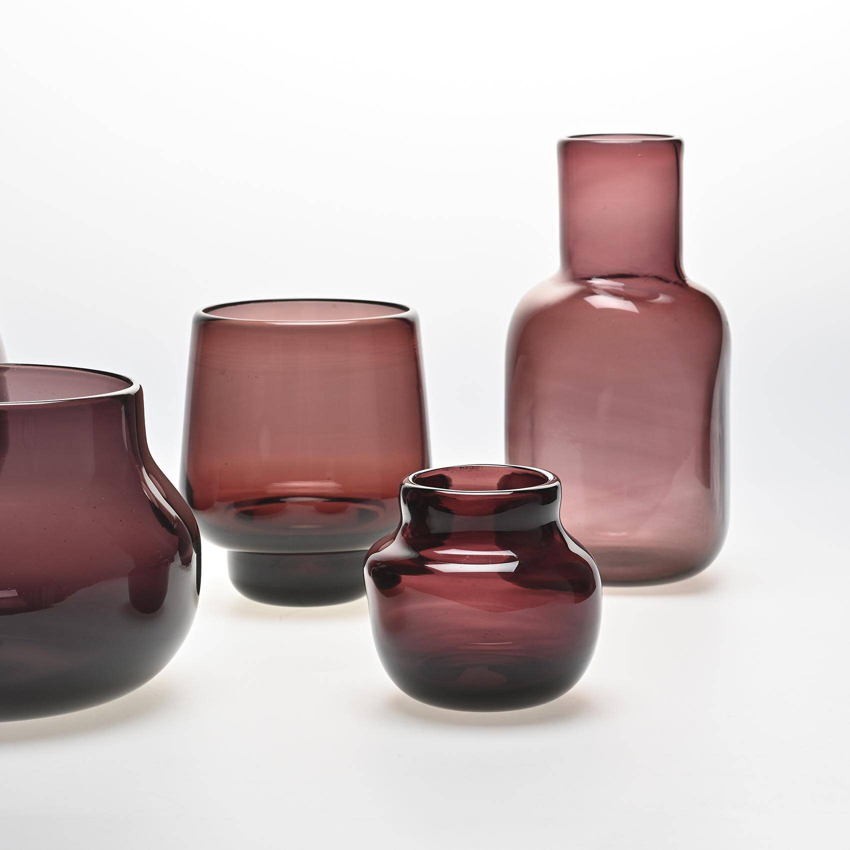 Set of five purple vases by Claude Morin, circa 1980