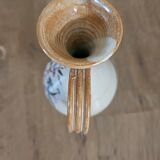 Carafe or jug in stoneware with hand-painted floral motifs