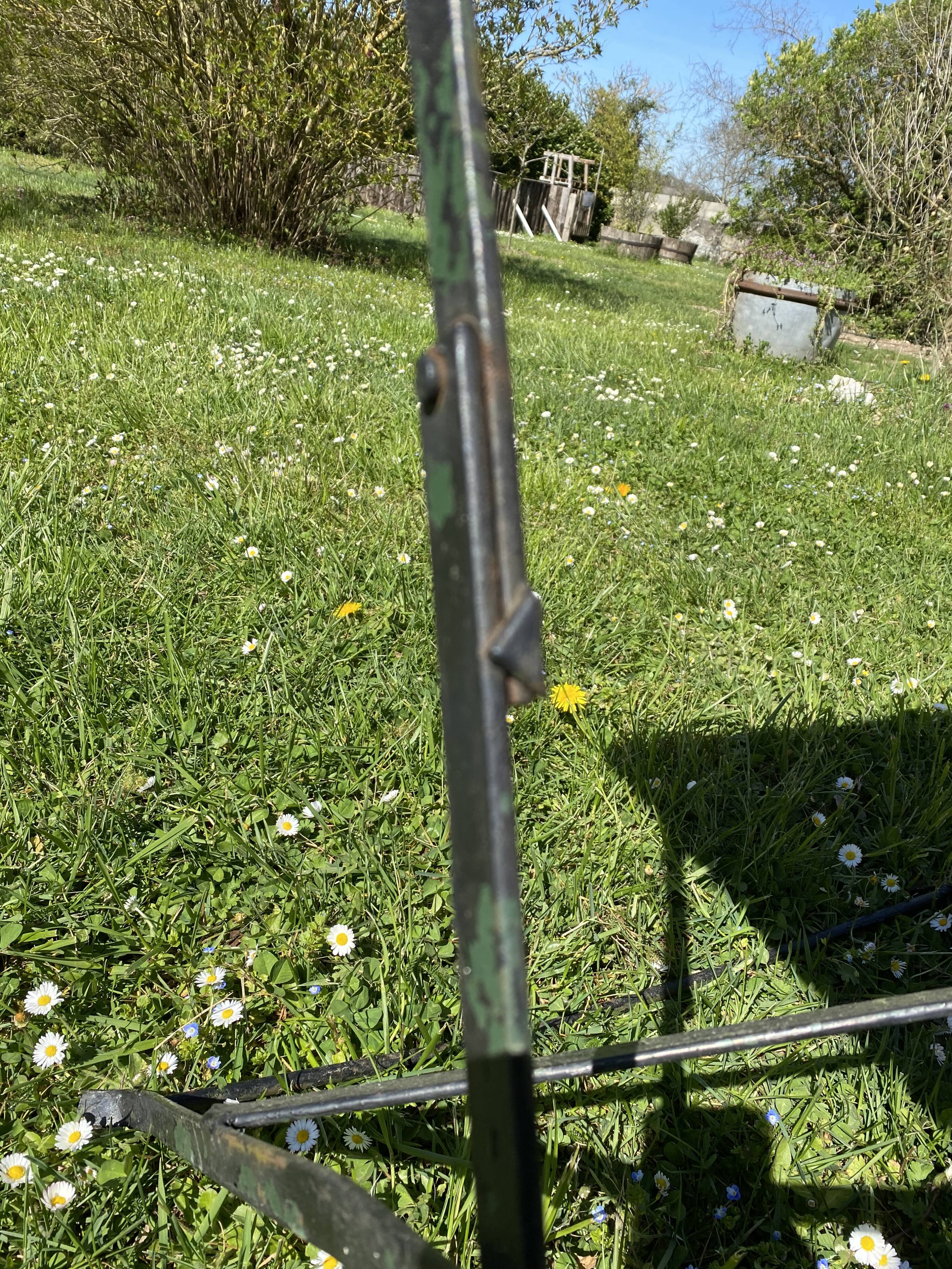 Antique black metal folding table – good quality