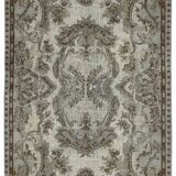 Overdyed Wool Vintage Handmade Carved Rug 168 cm x 287 cm