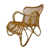 Fauteuil en rotin vintage par Dirk van Sliedregt Rohe Noordwolde 1960 des Pays-Bas