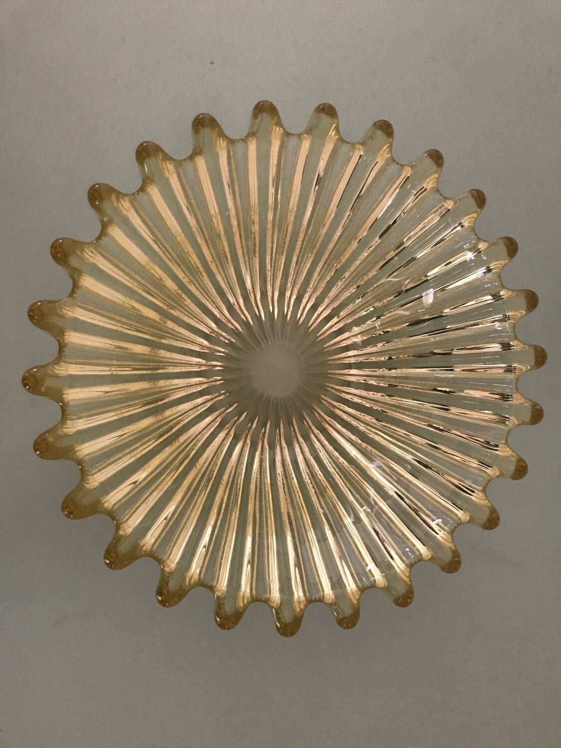 Antique yellow glass salad bowl