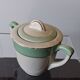 Old mint green sugar bowl from Moulin des Loups, model "Gondé", in good condition.