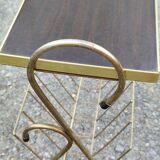 Magazine and document rack, Formica, chrome, gold finish