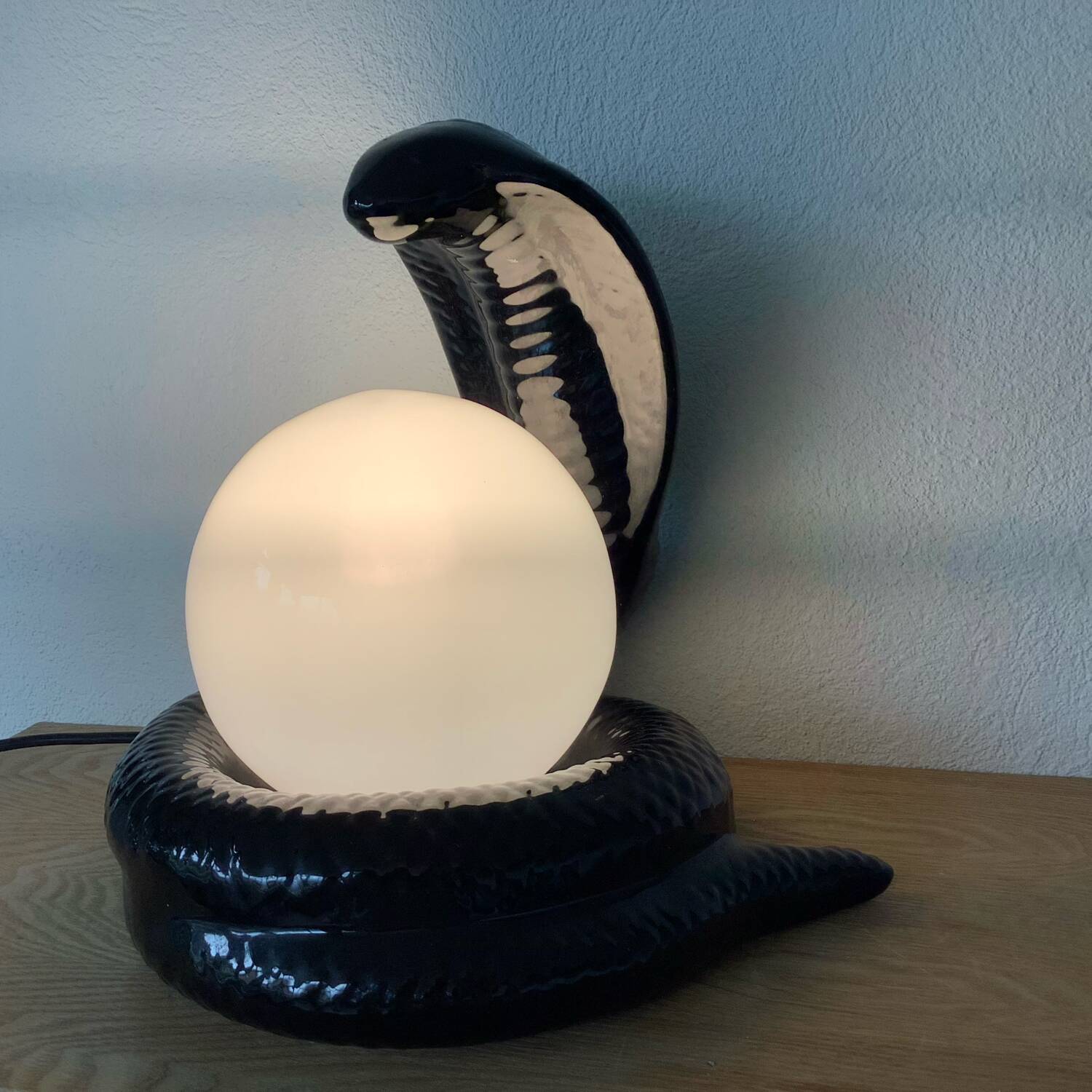 1970 cobra black ceramic lamp