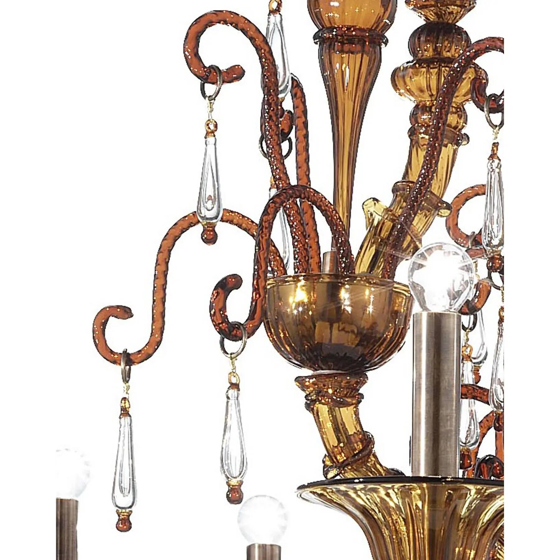 Imperial Venetian Modern Brown "Ca' Rezzonico" With Curls Murano Glass Chan