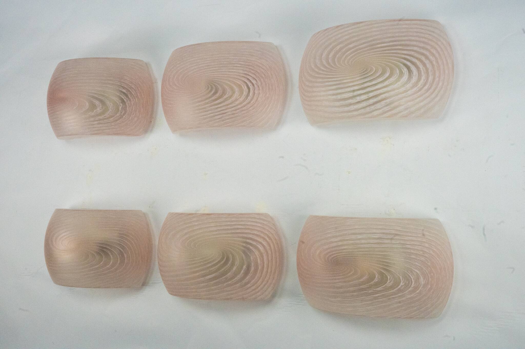 Set of six pink murano glass sconces. Italy 1970s