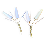 Paire appliques modernes laiton opalines milieu de siècle, Maison Lunel, France, 1950