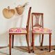 Duo of antique wooden chairs seated redone