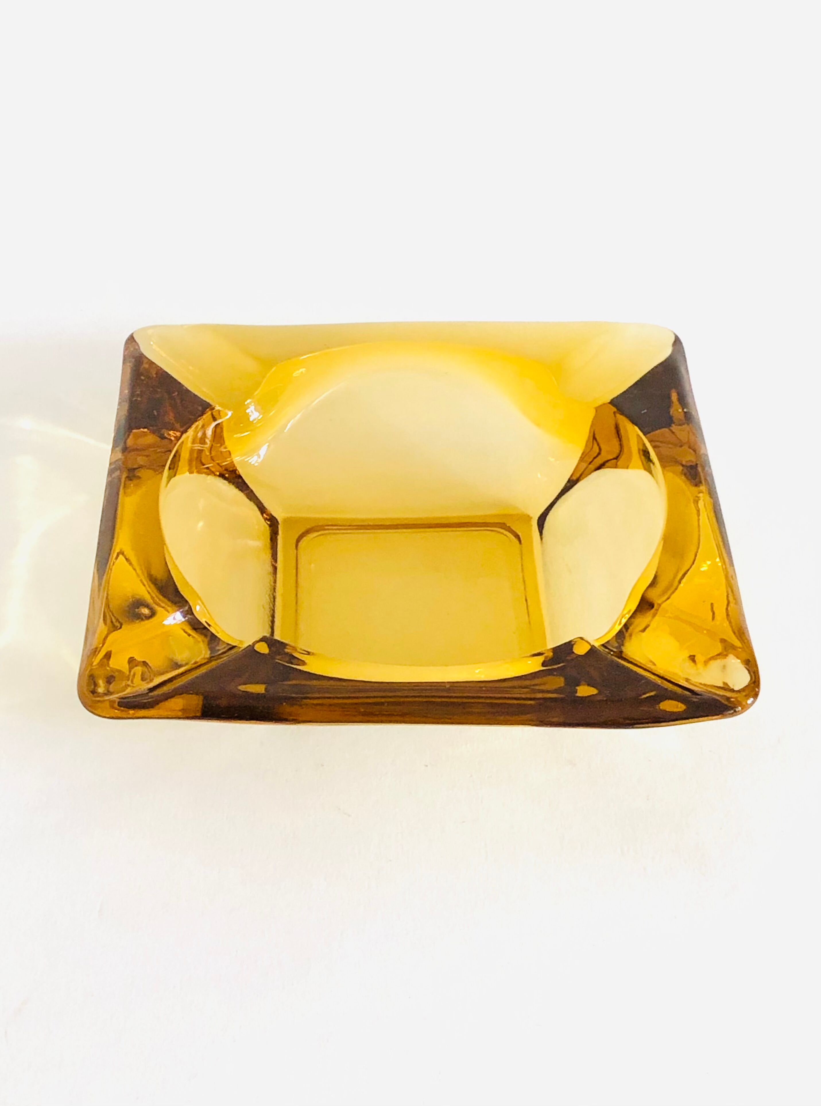 Vintage amber glass ashtray