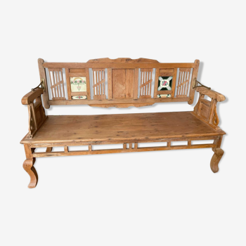 Wooden Indian bench / armchair