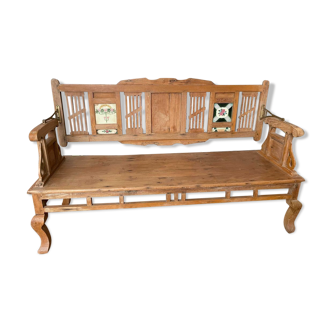 Wooden Indian bench / armchair