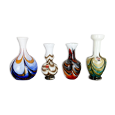 Set of 4 vintage multicolor pop art opaline florence vase design, italy, 1970s
