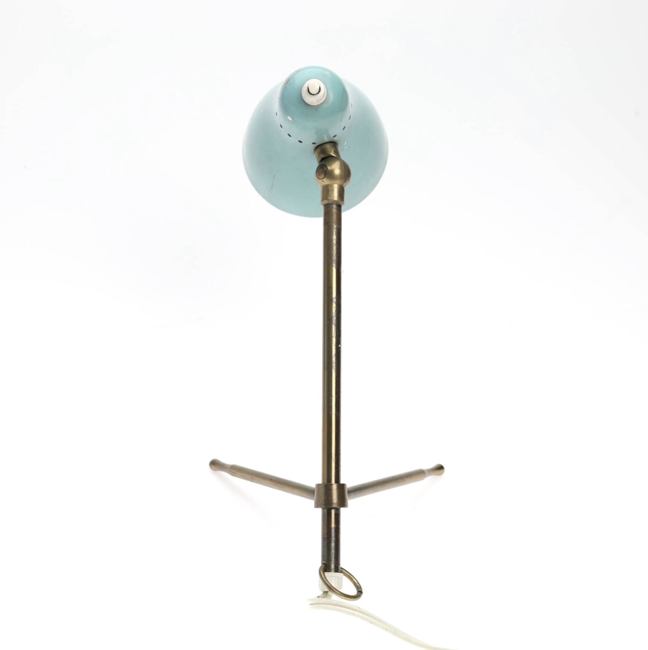 Boris Lacroix. Table lamp/wall light with adjustable arm, brass and lacquered metal.