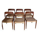 Lot de 6 chaises Niels Otto Moller n° 75 en teck