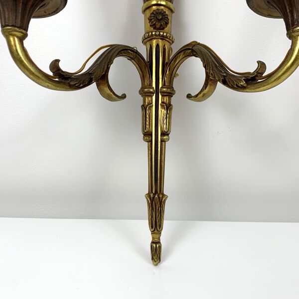 Paire d’appliques bronze doré vieil or Empire Carquois Fleche Lucien Gau Paris
