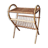Wicker and rattan magazine holder 60's