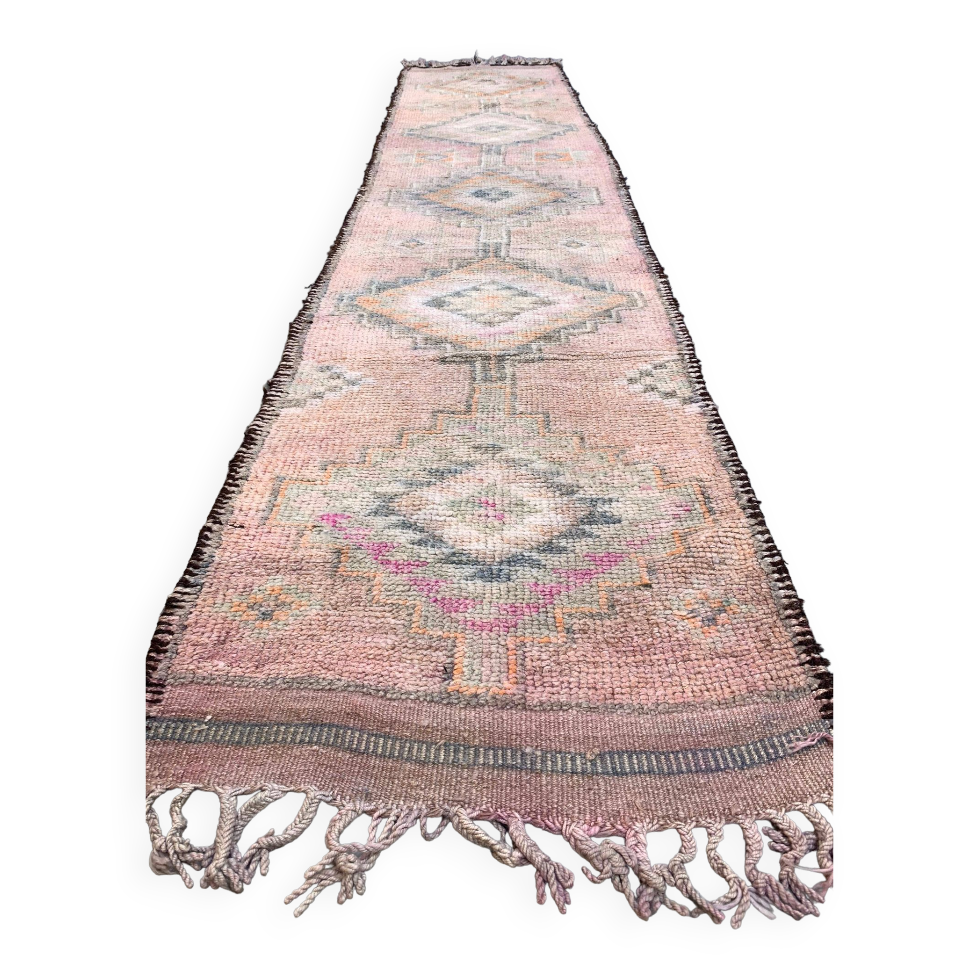 Vintage Turkish  Tribal Runner 460x83 cm veg dye wool rug tribal, handmade