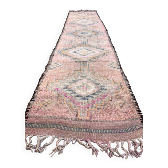Vintage Turc Tribal Runner 460x83 cm tapis en laine de teinture végétale tribal, fait à la main