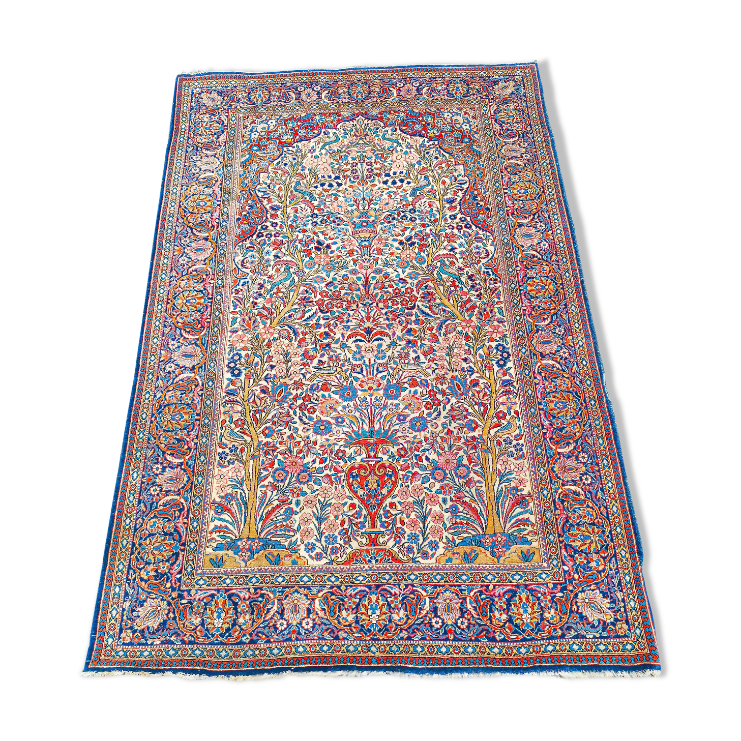 Ancient handmade Persian Oriental carpet Keshan 2. 10 x 1. 35m