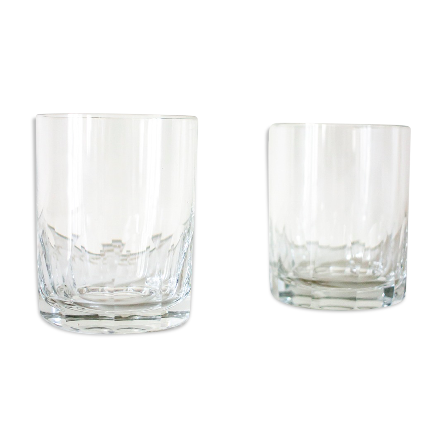 Paire de verres à whisky en verre taillé
