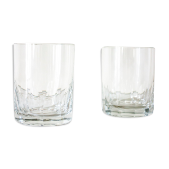 Pair of cut glass whisky glasses