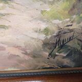 Large oil painting on canvas signed Miguel
