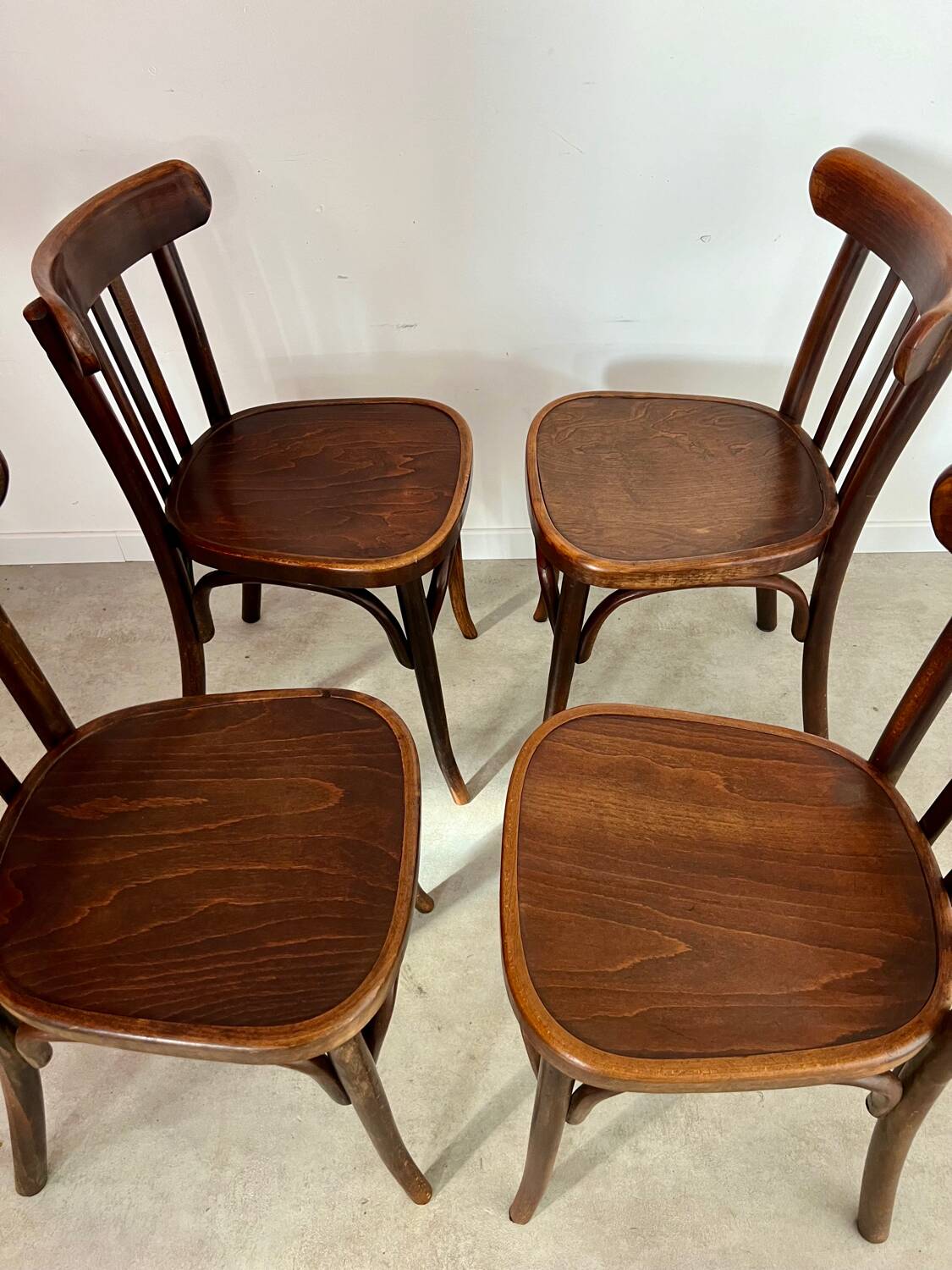 Set of 4 old vintage 50s bentwood bistro chairs