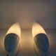 Pair of 1960s Czechoslovak Milk Glass and Bakelite Space Age Wall Sconces
