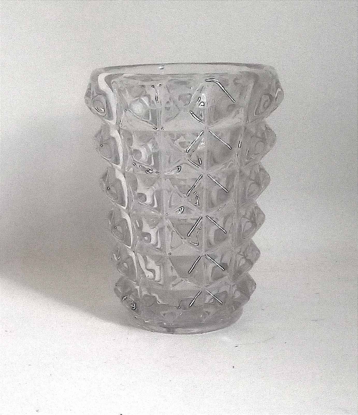Vase cristal pointe de diamant années 50 hauteur 21,5 cm