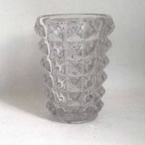 Diamond point crystal vase from the 50s height 21.5 cm