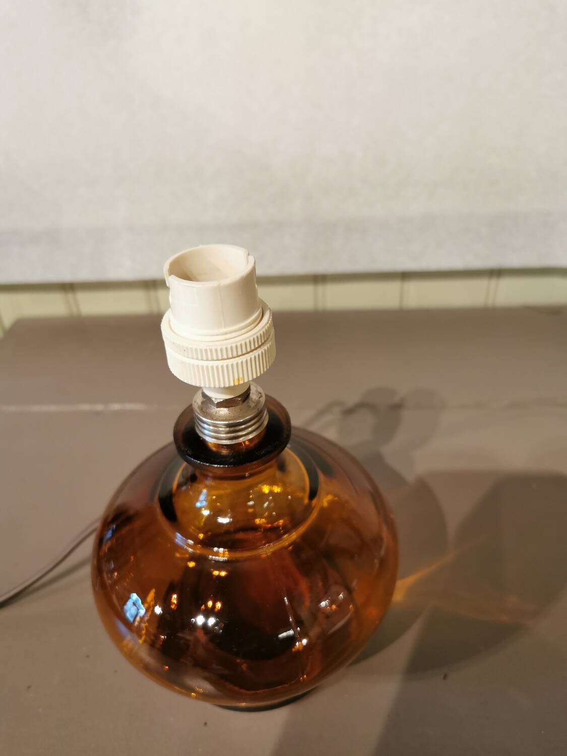 Vintage amber glass lamp base