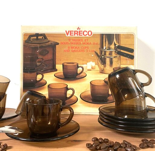 Service à café vereco vintage moka expresso espresso seconde main récup