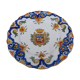Assiette XVIII eme chantournée  en faience de  Rouen avec blason et motifs floraux