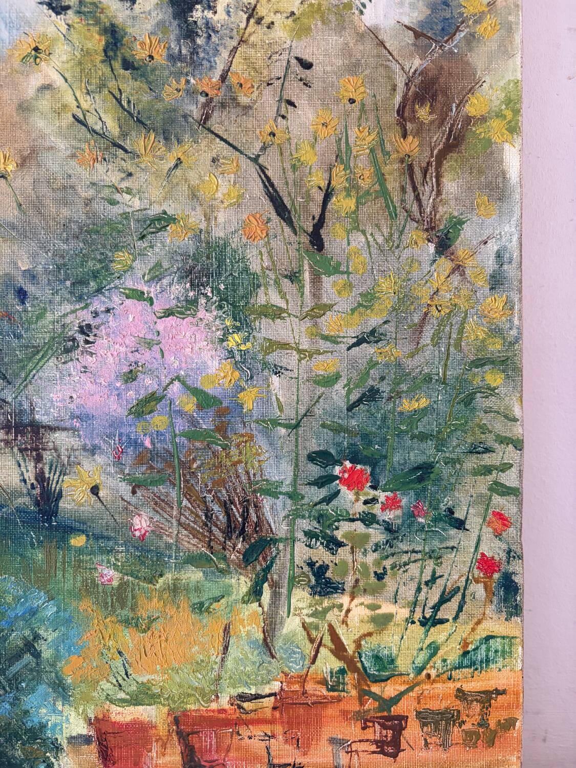 The vegetable garden, oil on canvas signed Lohezic 1974.