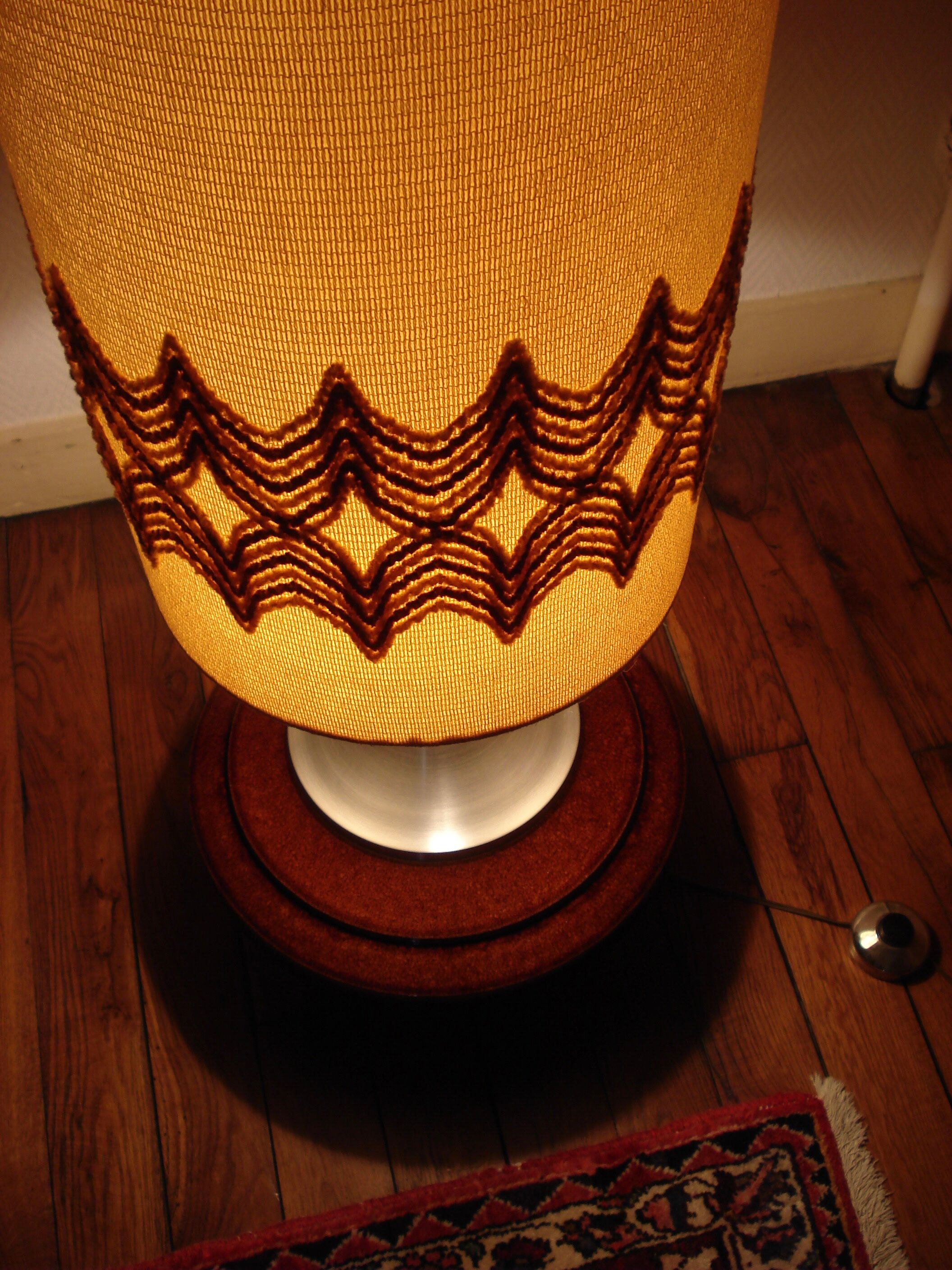 Floor lamp base ceramic ball vintage and aluminum brush 1970