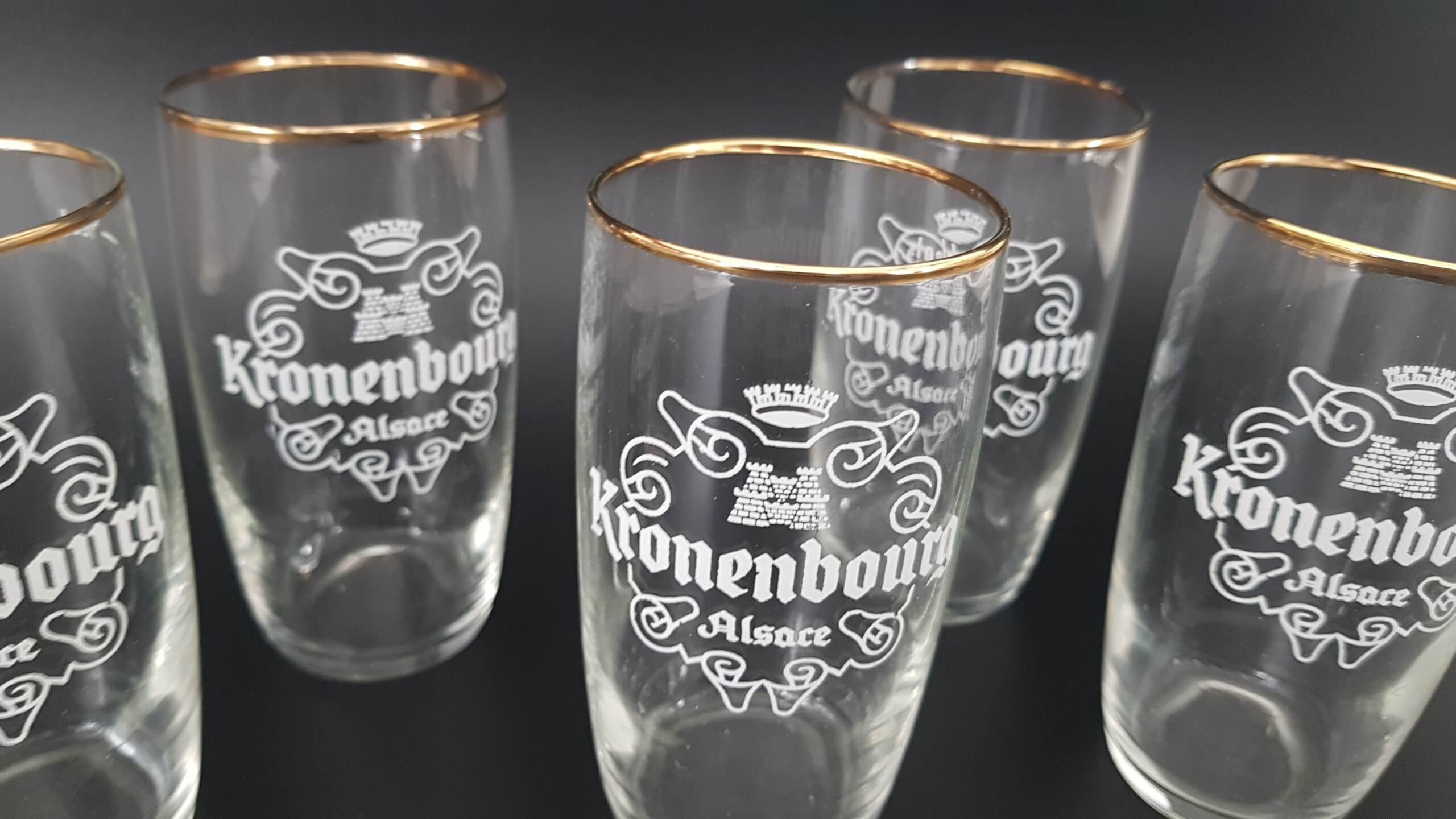 Vintage beer glasses - series of 5 of the brand KRONENBOURG (60's)