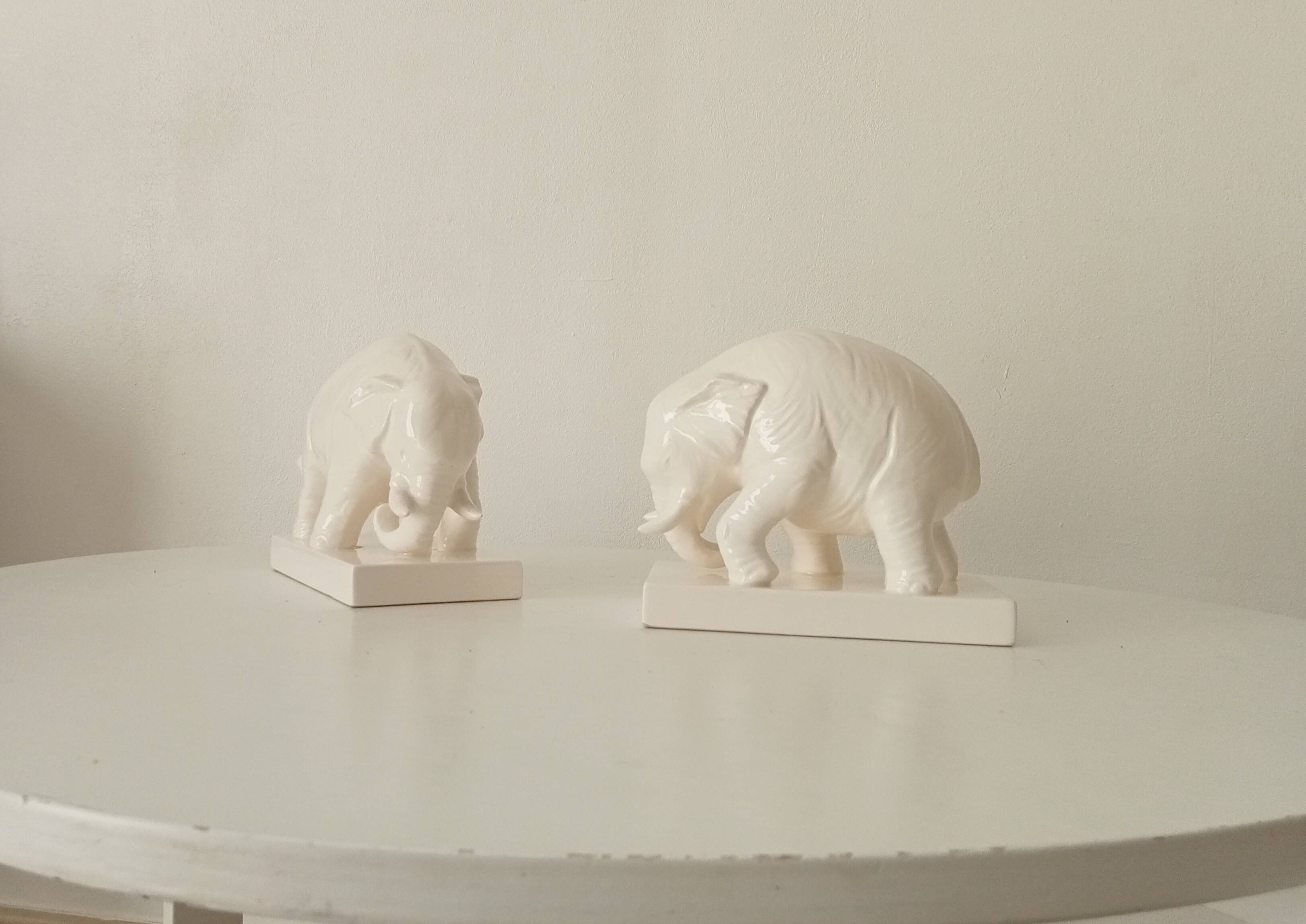 Pair of antique glazed ceramic bookends