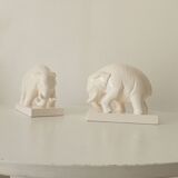 Paire de serre-livres anciens en céramique émaillée