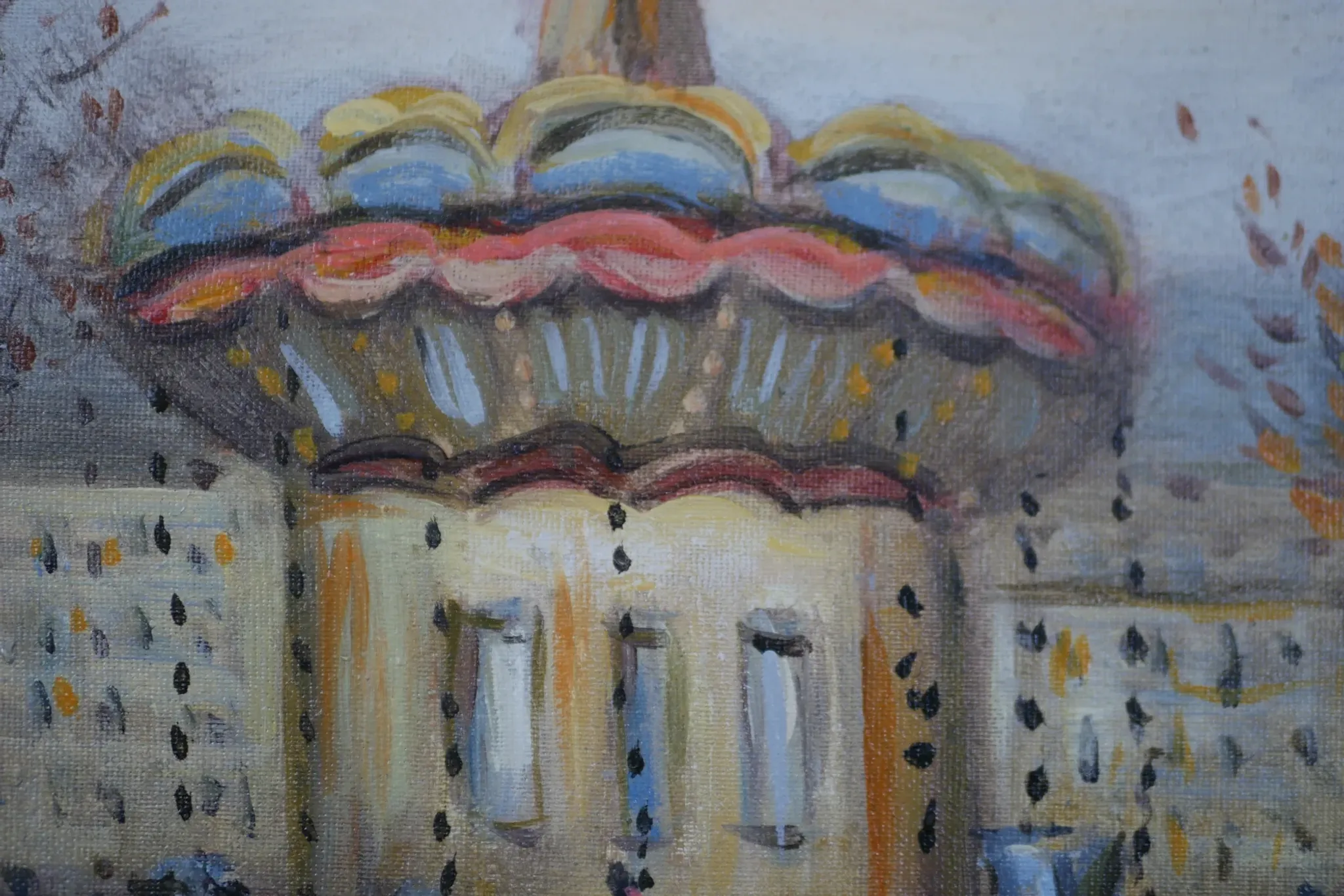 Michel Pabois - At the Paris Carousel - Oil on canvas signed.