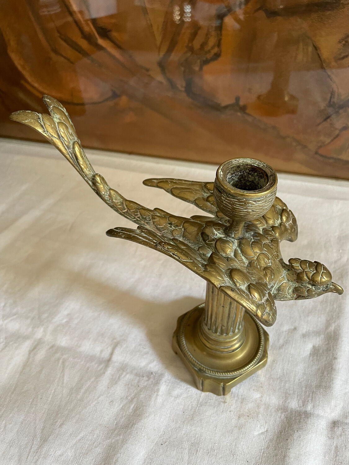 Bronze bird candle holder