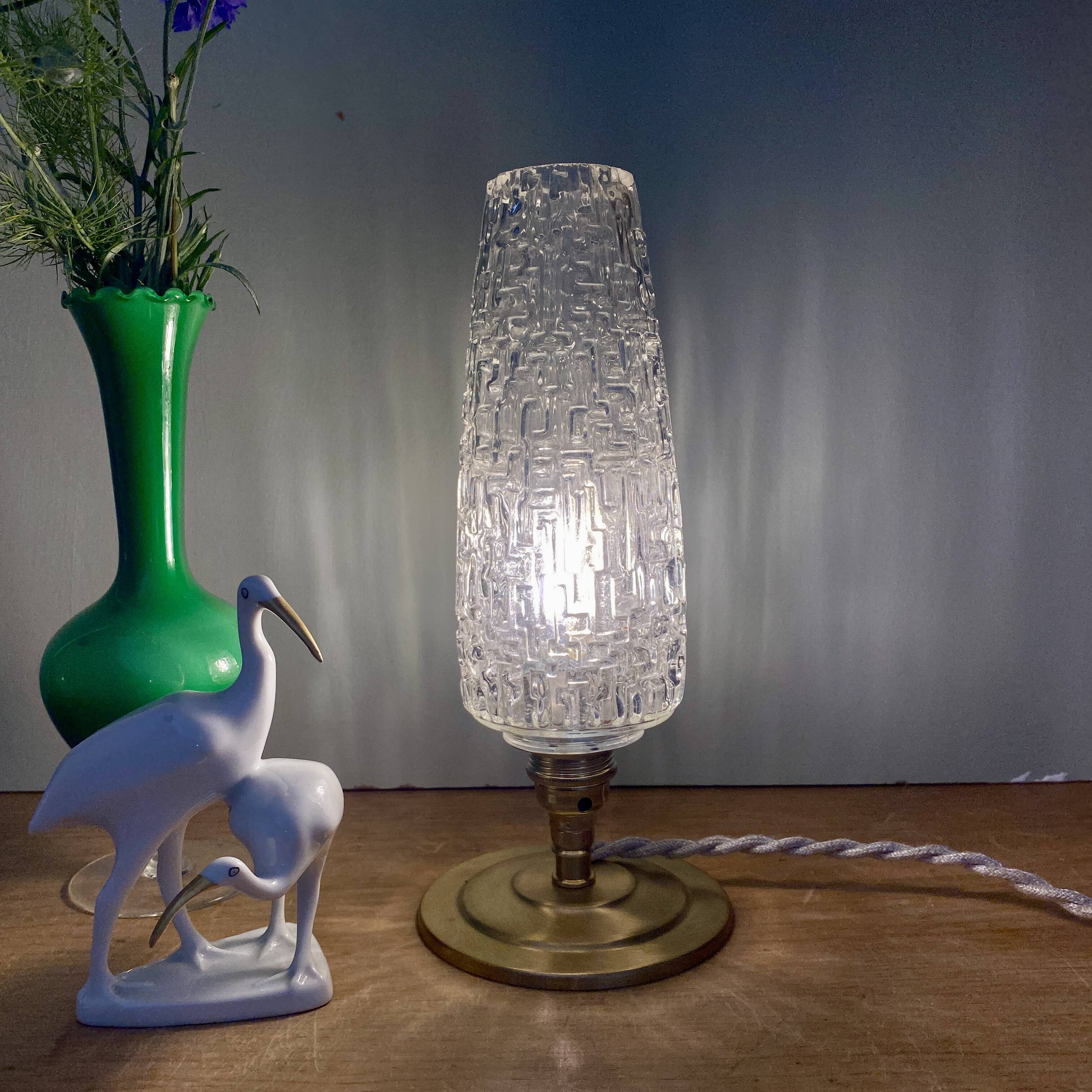 Vintage globe table lamp in molded glass