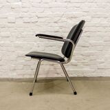 Black Leatherette Dutch Design Gispen Armchairs by Martin de Wit, 1960s.
