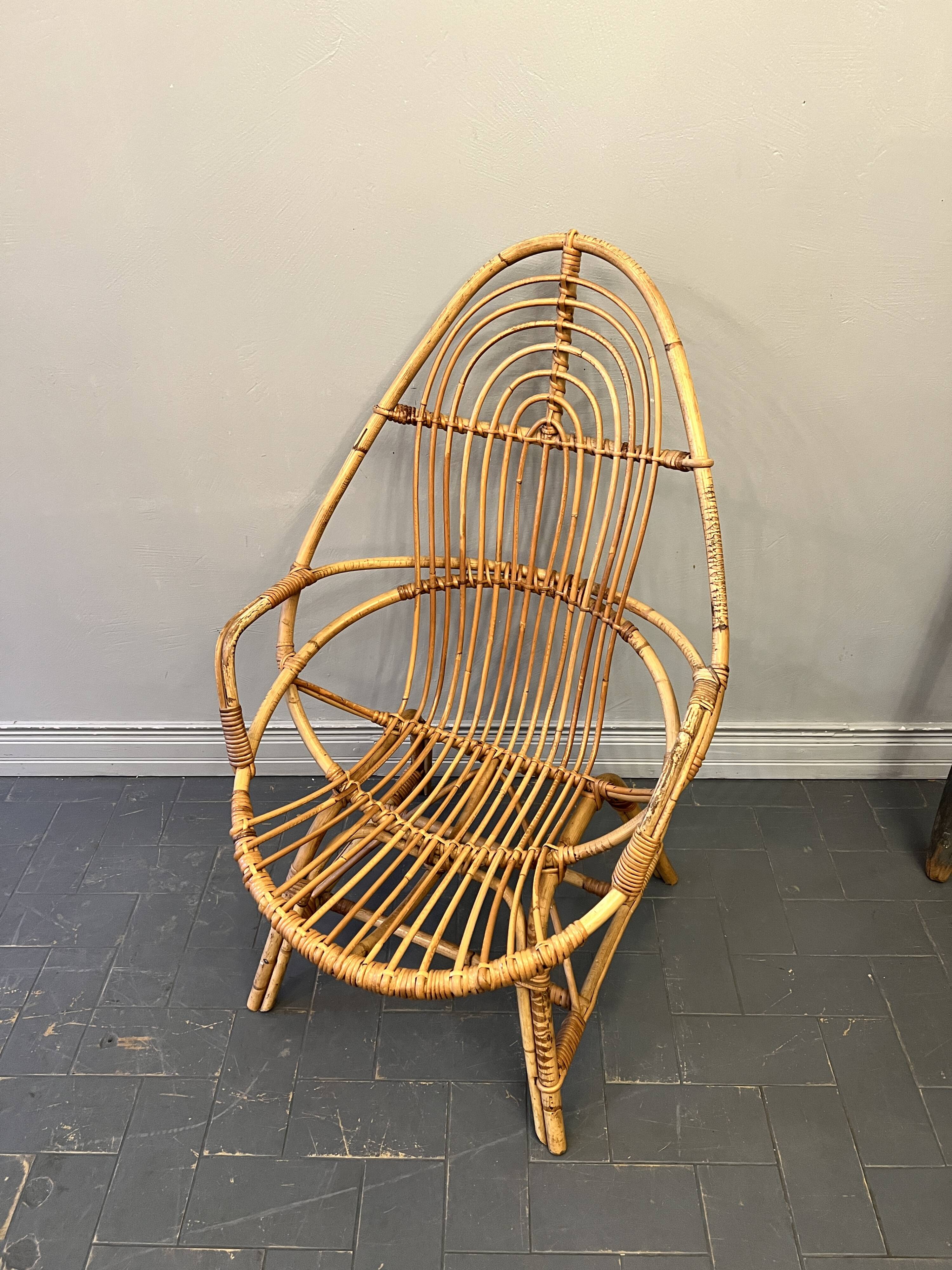 Fauteuil en rotin vintage