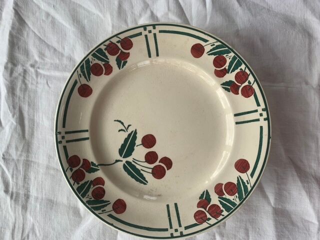 Compotier art deco cherries, longwy model the merises