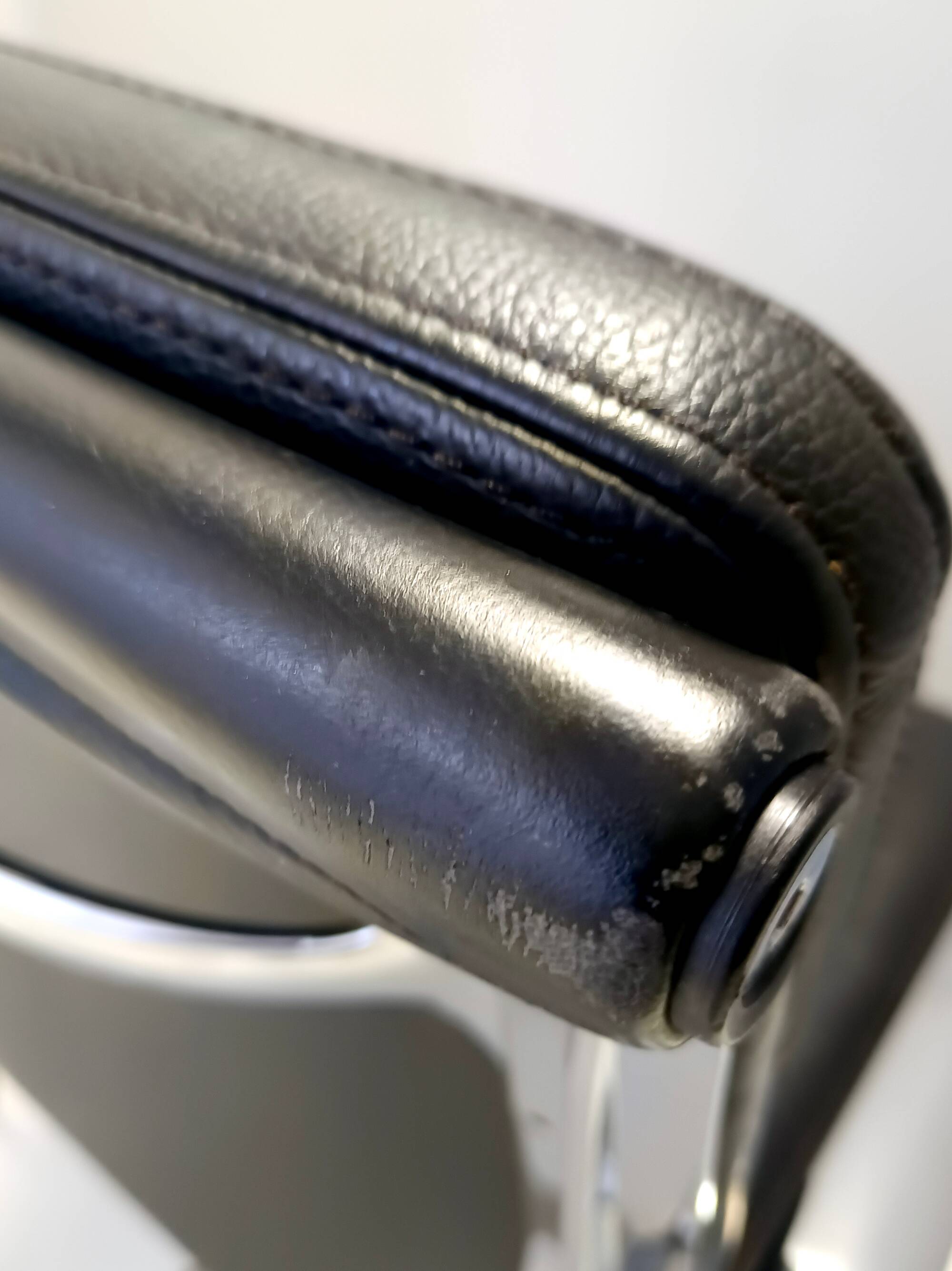 Postmodern Black Leather Soft Pad Chair Charles & Ray Eames for ICF