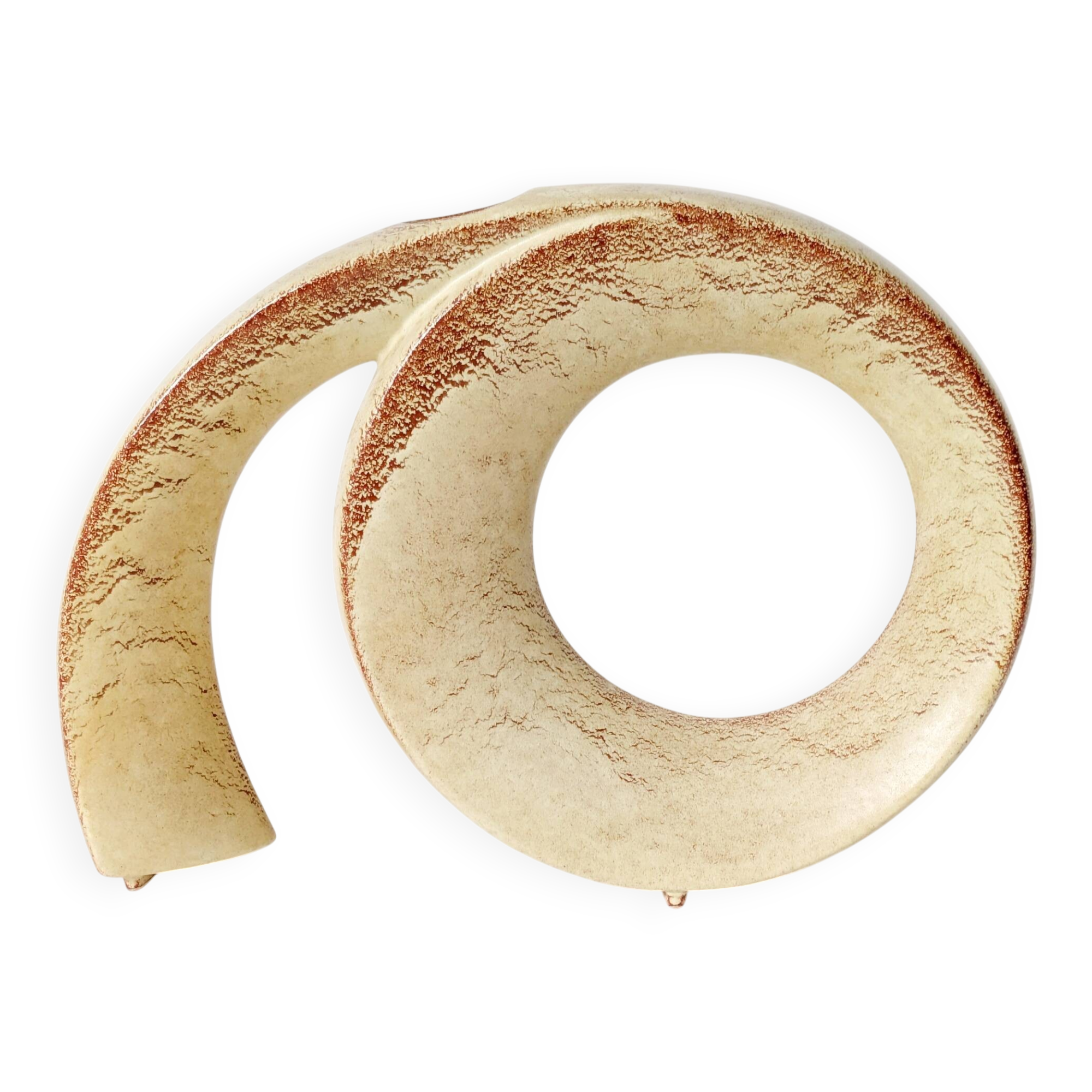 Vase sculptural Bertoncello, céramique italienne tabac, années 60