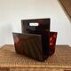 Vintage magazine holder in plexi / imitation scales - brass borders