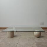 Italian Mid-Century Travertine Geometric Coffee Table attributed to Massimo and Lella Vignelli
